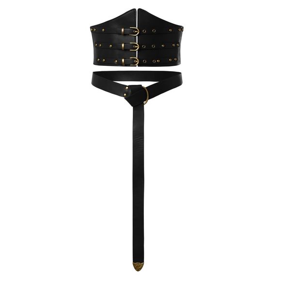 Black Waist Corset Belts For Women Gothic Belt With Long Strap Renaissance🥰 - Picture 1 of 5